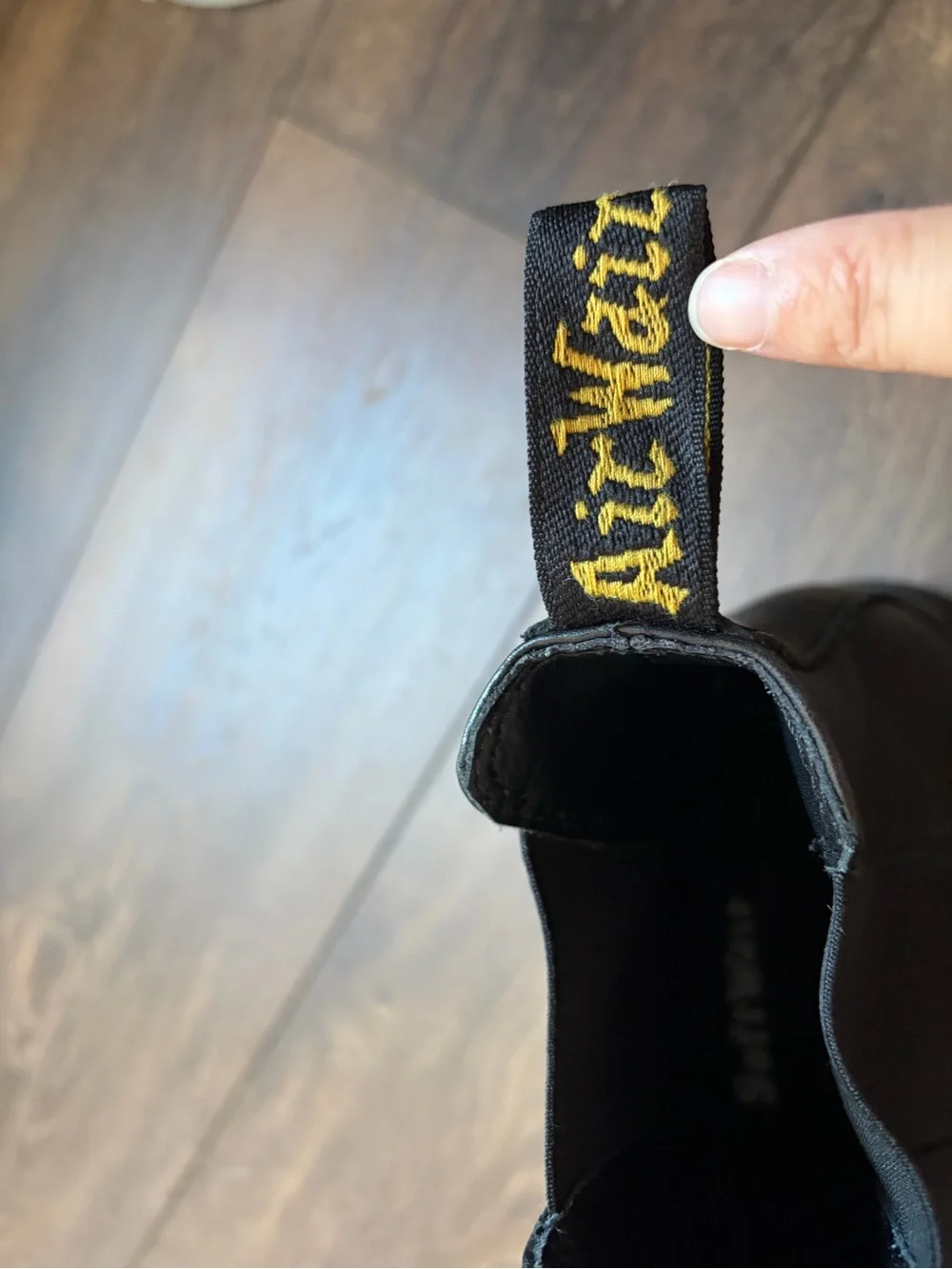 Dr. Martens Black Leather Chelsea Chukka Boots with Yellow Stitching